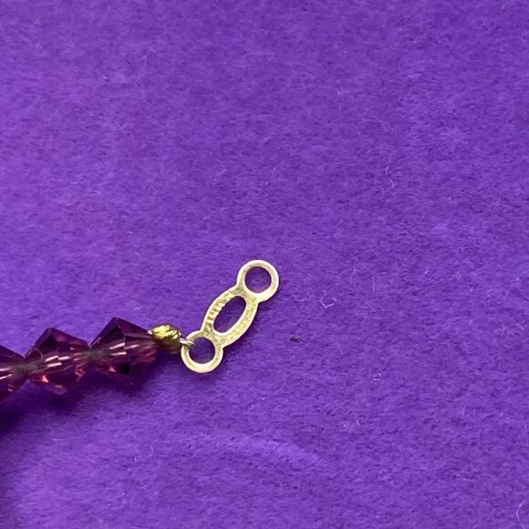 💛 Vintage 14k Gold & Purple/White Austrian Crystal Stacking Bracelet - Picture 3 of 5